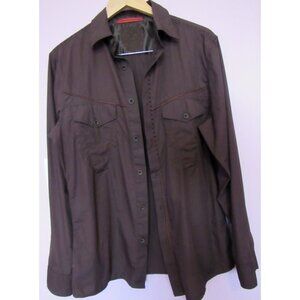 Women's Marithe+Francois Girbaud Blouse, Brown ,sz. M, Cotton